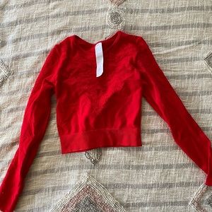 red fabletics workout top
